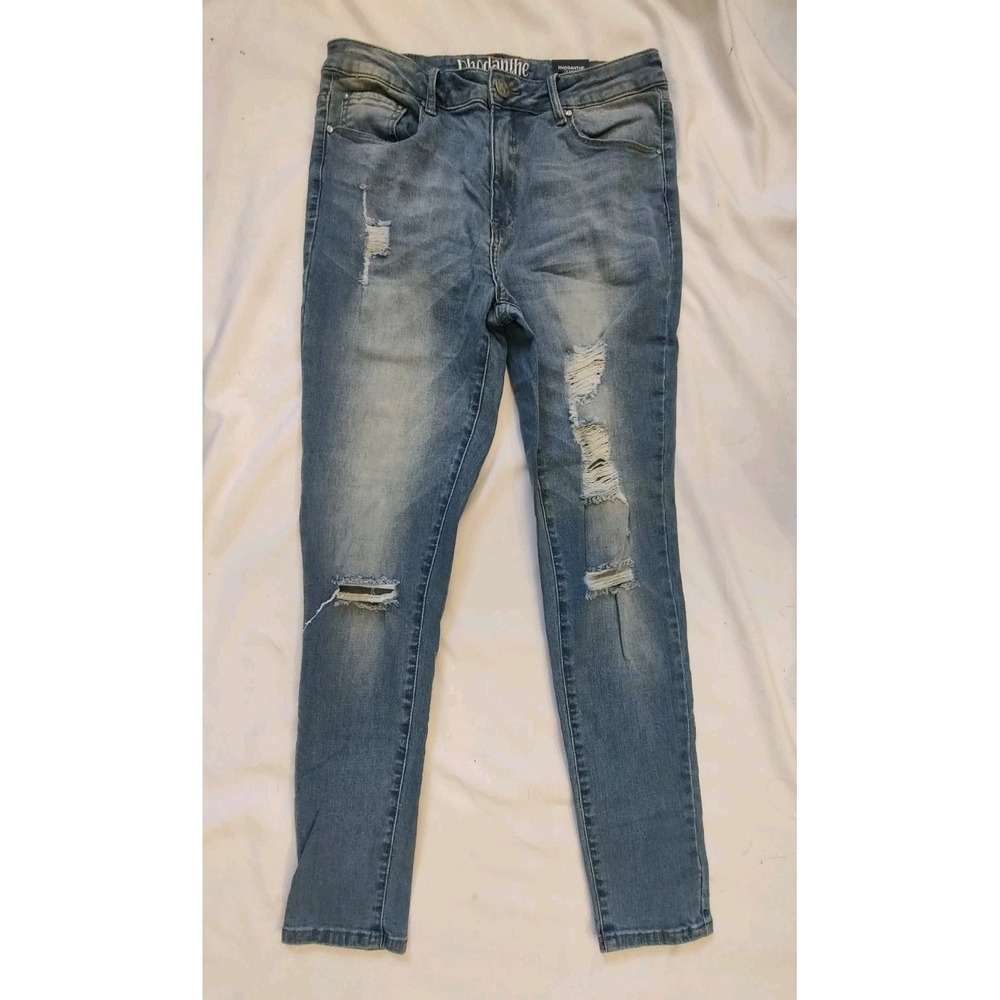 NWT Rhodanthe Jeans  Boyfriend Super Skinny Denim Distressed Ligth Wash Sz 12